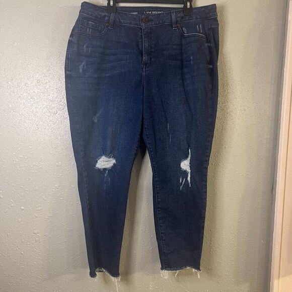 Lane Bryant Skinny Jeans Dark Wash Distressed Denim 18 Regular Retro 90s Feminin - Picture 1 of 10